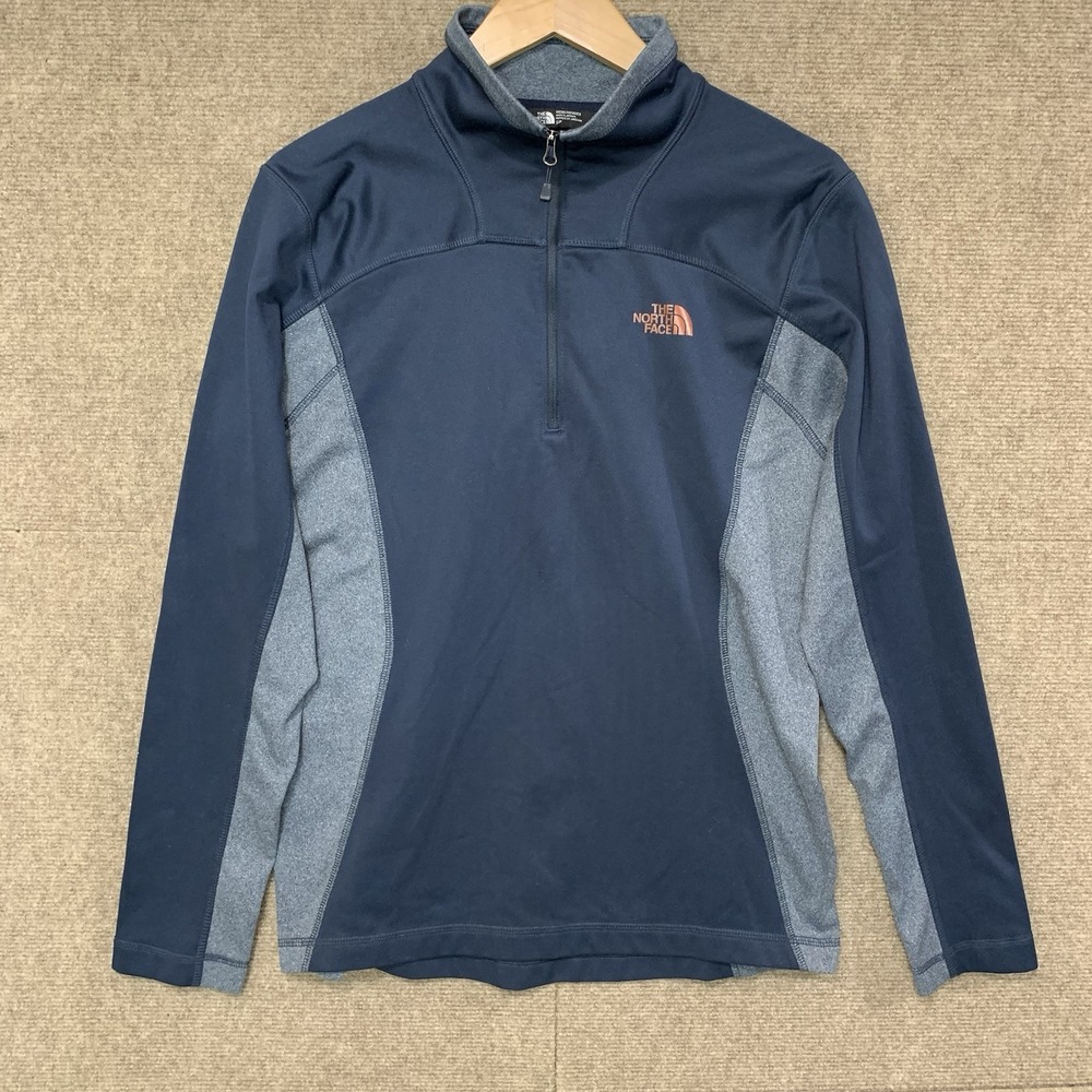 The North Face Zip Pullover Sweatshirt Blue Mens Small Color block Athletic
